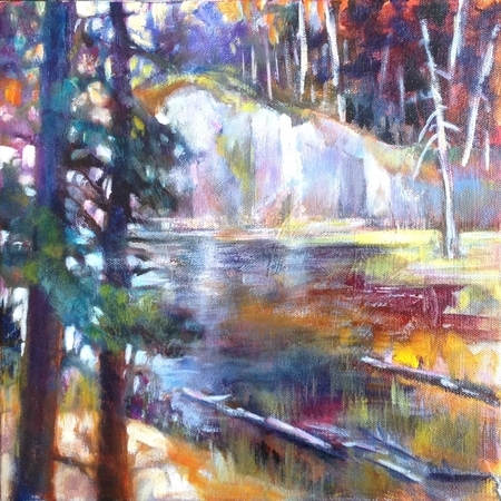 In the Steps of A.Y. Jackson  acrylic 12x12 SOLD